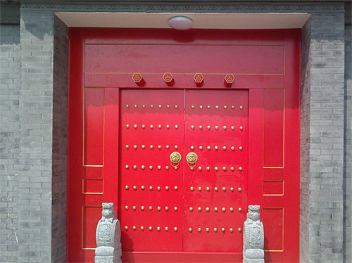 东英镇中国传统四合院系列朱红色中式木制大门木作